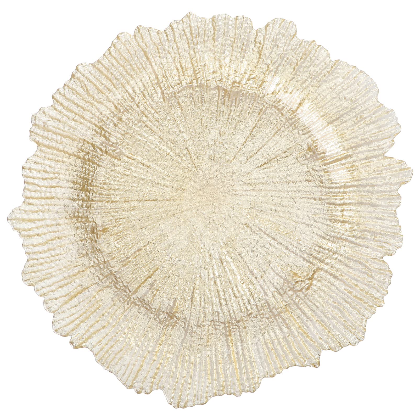 FRCOLOR Dinner Charger Plate, Reef Charger Plate Glass Fruit Plate Glass Dinner Plates for Restaurant Home Kitchen (Golden)