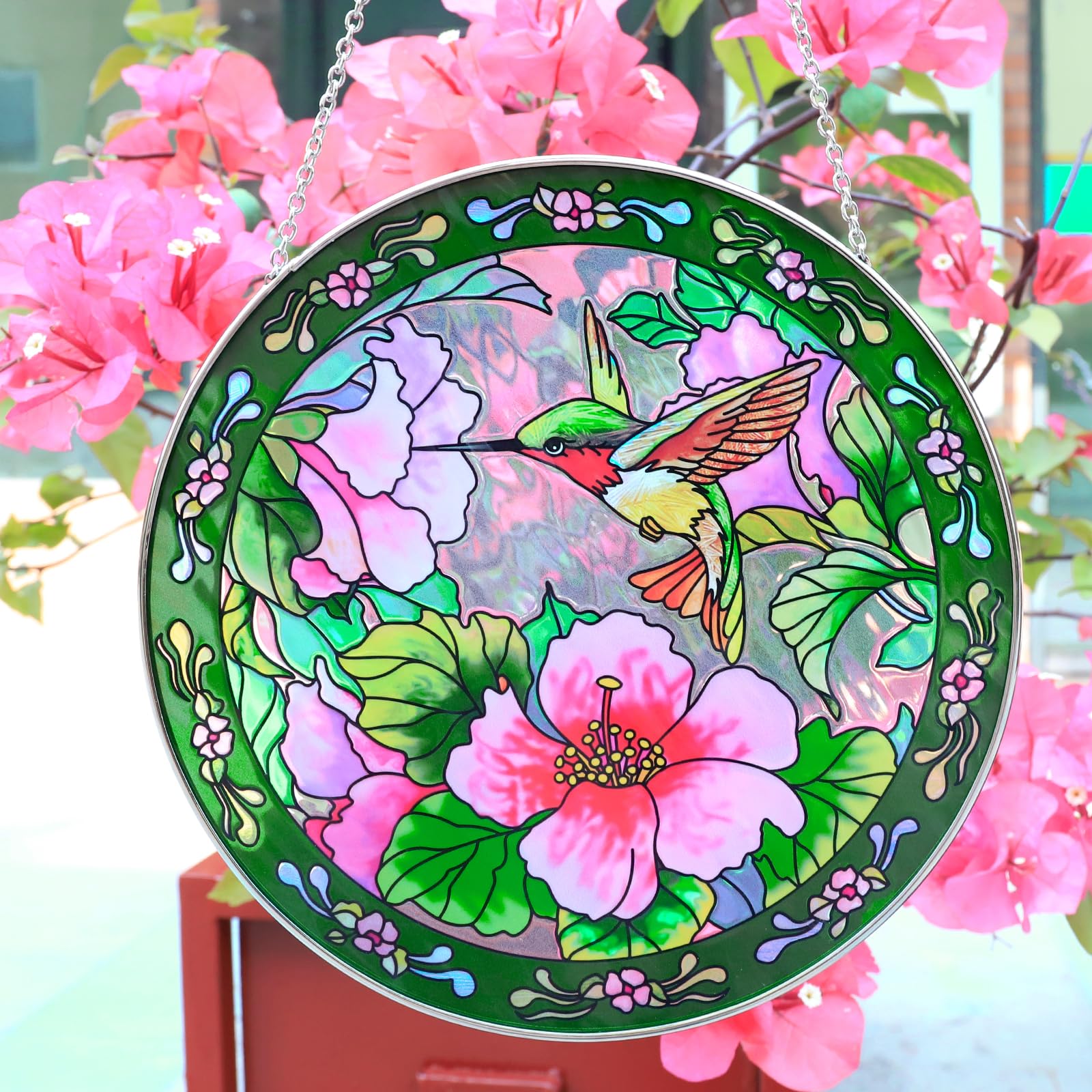 - Hummingbird Sun Catcher - 100% Stained Glass Window Hanging, Indoor Window Decor, Suncatchers for Windows, Gifts for Women, Christmas (6.5 inch)