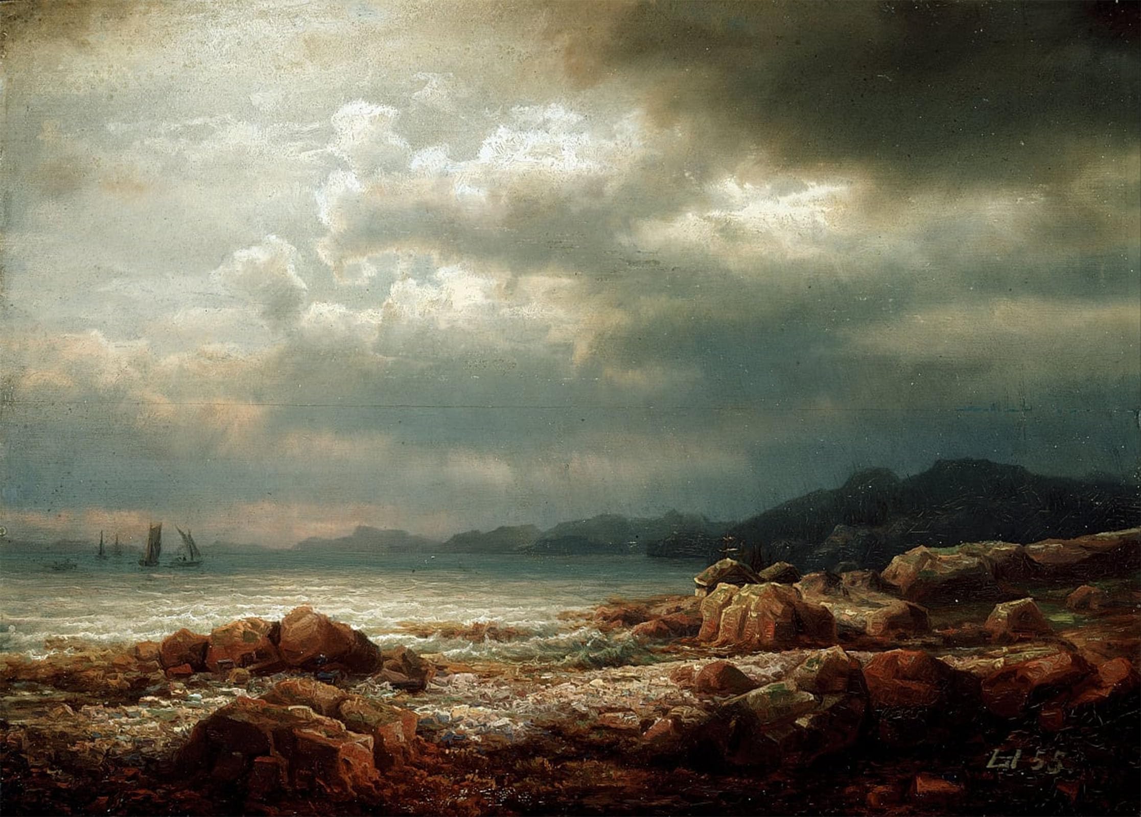 ARTXLXXBN Famous Painting Canvas Artwork Graffiti Print Coastal Landscape by Lars Hertervig Portrait Canvas Image for Home Decor 60x90cm