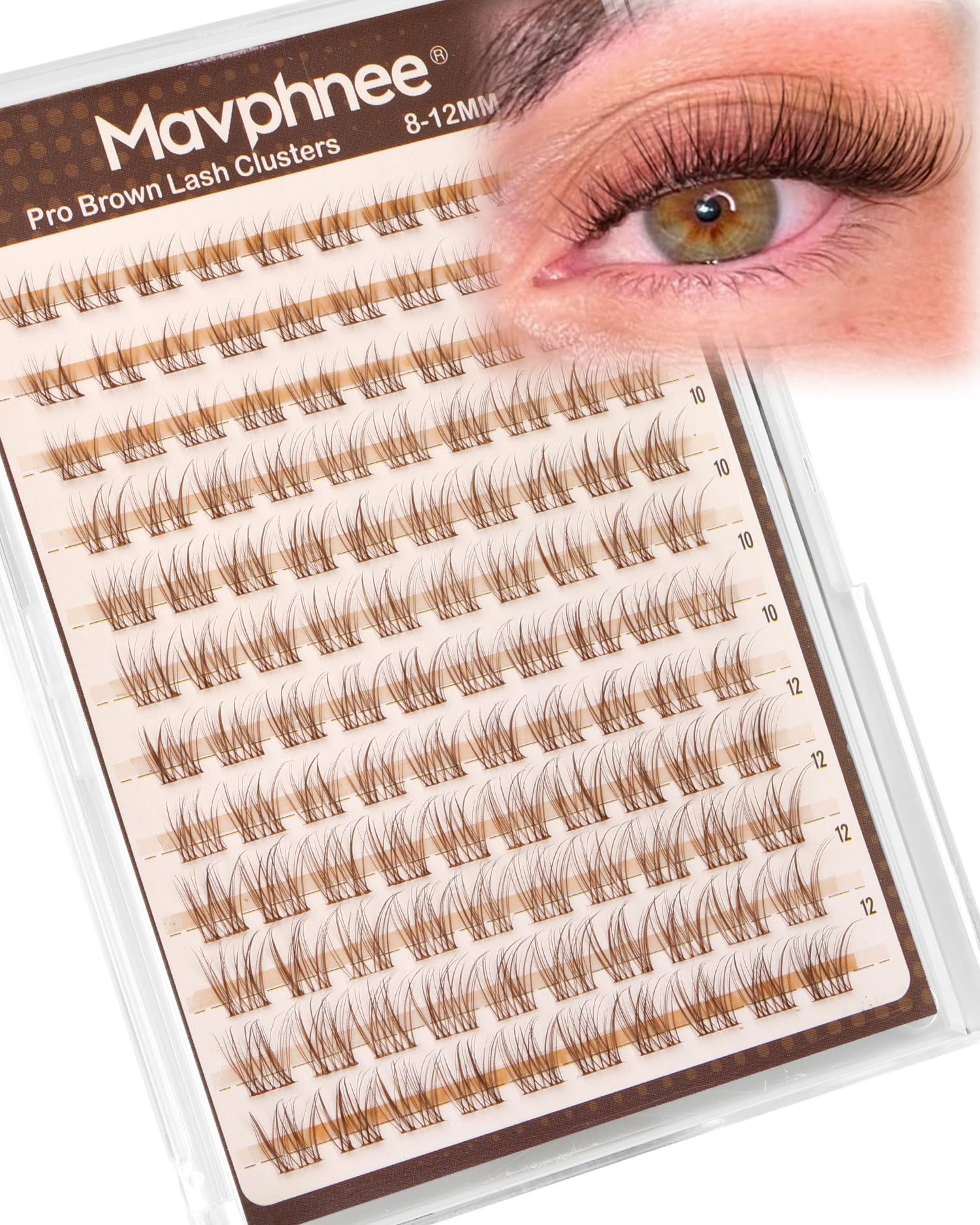 Photo 1 of 8-12MM Natural Lash Clusters Brown Eyelash Clusters Clear Band Cluster Lashes Cloud-Like Cluster Eyelash Extension Fluffy Individual Lashes Extensions Ageless Beauty (CC Curve,120Pcs)