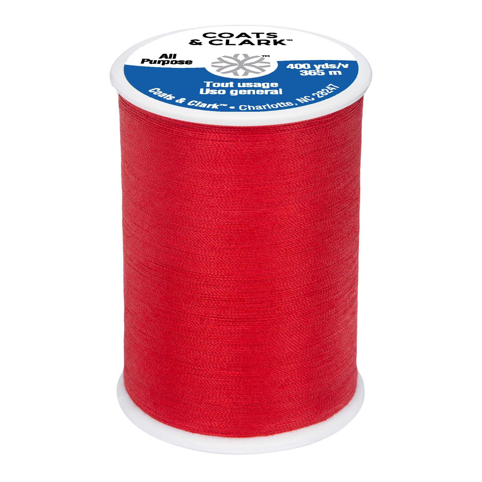 Coats & Clark Red All Purpose Sewing Thread For Sewing Machines, 100% Polyester High Quality Thread Spools For Hand Stitching, Medium Weight 35Wt, 400 Yards, 6-Pack,