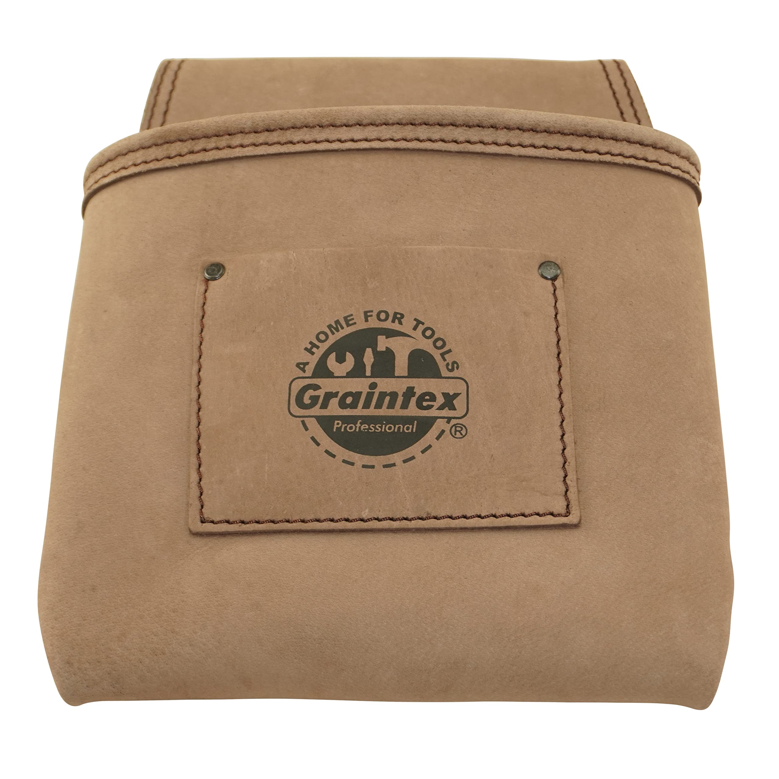 Graintex ST2009 1 bolsillo resistente superior de piel de grano para uñas, bolsa de herramientas para cinturón ancho con ranura para túnel