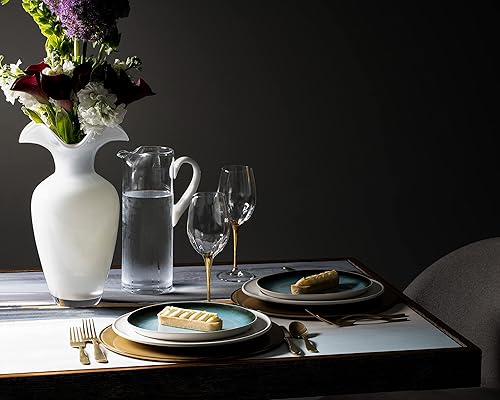 Miniatura 3 de Barski Copas de vino blanco copa de cristal copa de agua tallo dorado brillante juego de 6 copas 14 onzas fabricadas en Europa