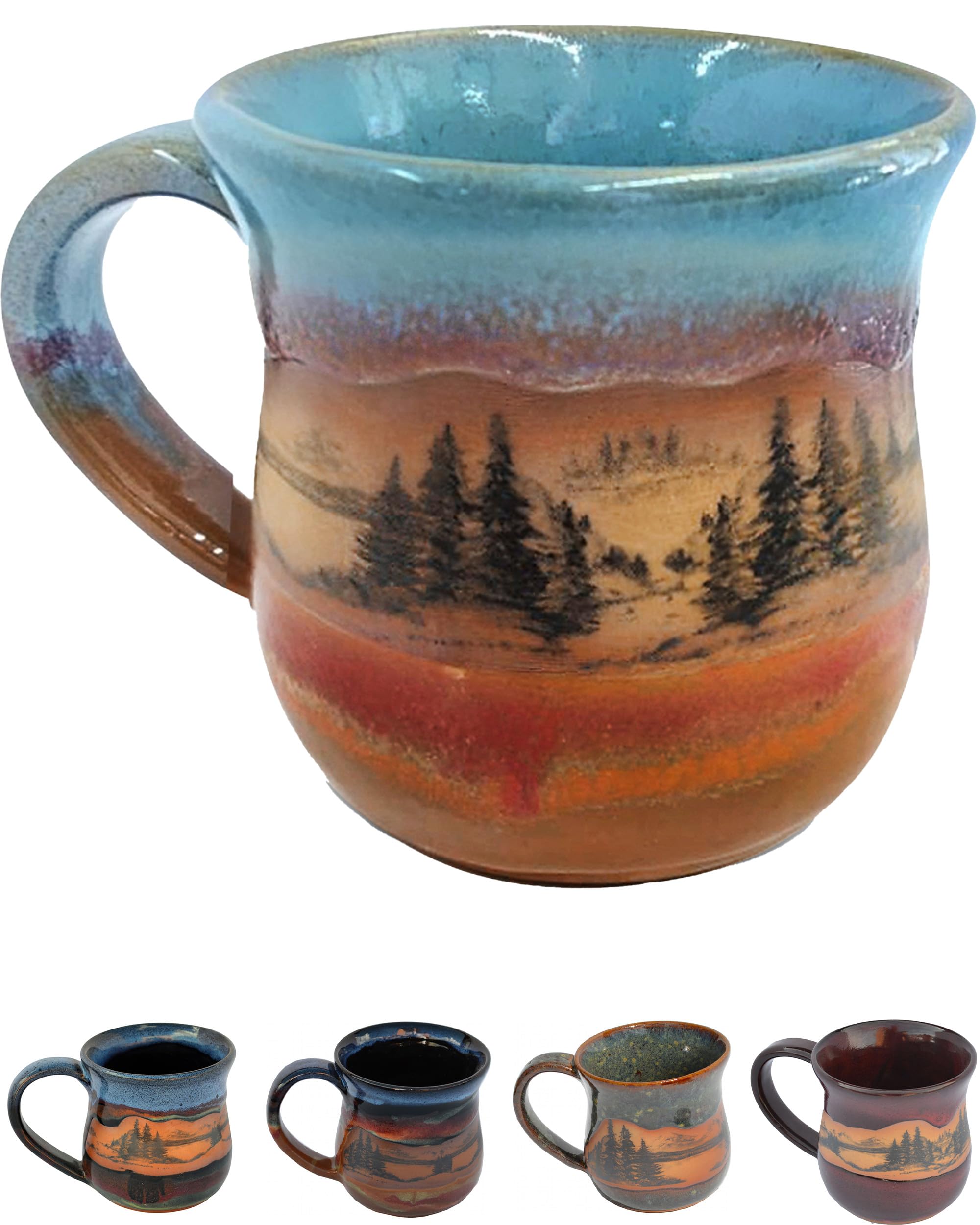 Handmade Ceramic Coffee Mug - Always Azul Mountain Scene 14oz Coffee Mug - Oven, Dishwasher, & Microwave Safe Mug - Kitchen Essentials Made in Colorado, Indian Summer