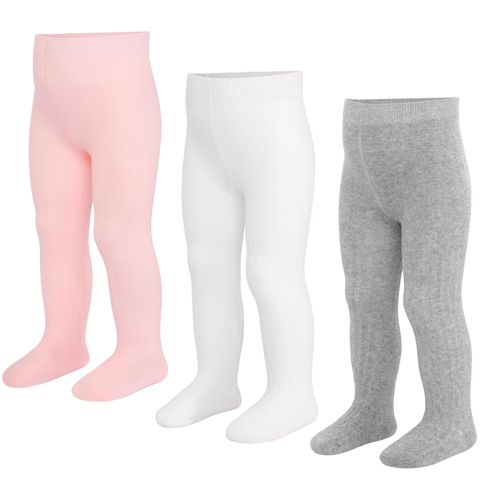 3 Pack Baby Girl Tights Thick Cable Knit Leggings Stockings Cotton Pantyhose for Newborn Infant 6 Months-6 Years.