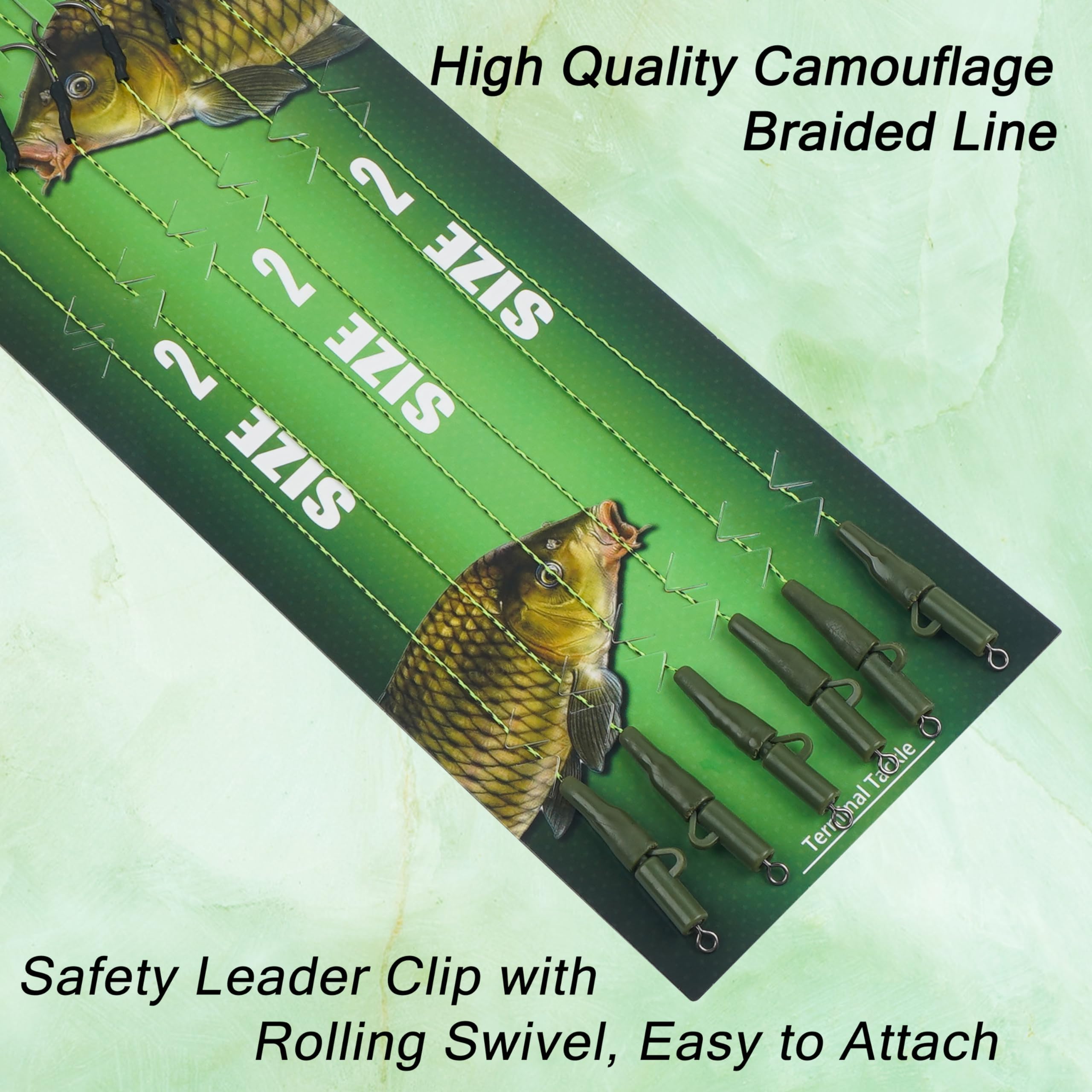 SHADDOCK Carp Fishing Hair Rigs Pre-rigged Rig Set Up Kit Anti Tangle Leaders Safety Clips Set Fishing Tackle Accessories for Carp Helicopter Chod Rigs 18pcs/pack (Type B) - Image 5