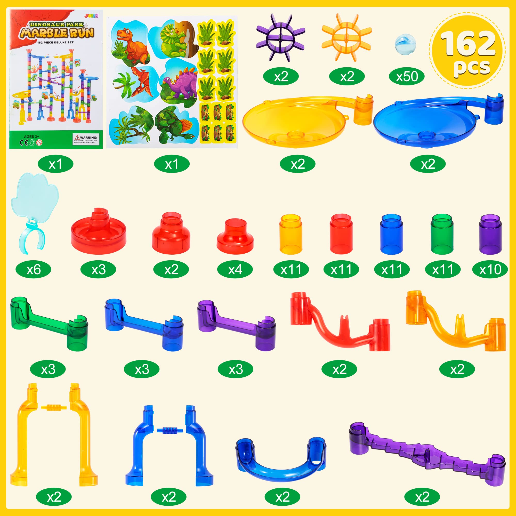 Buy JOYIN Dinosaur Theme Marble Run Set, 162Pcs Kids Marble Race Game