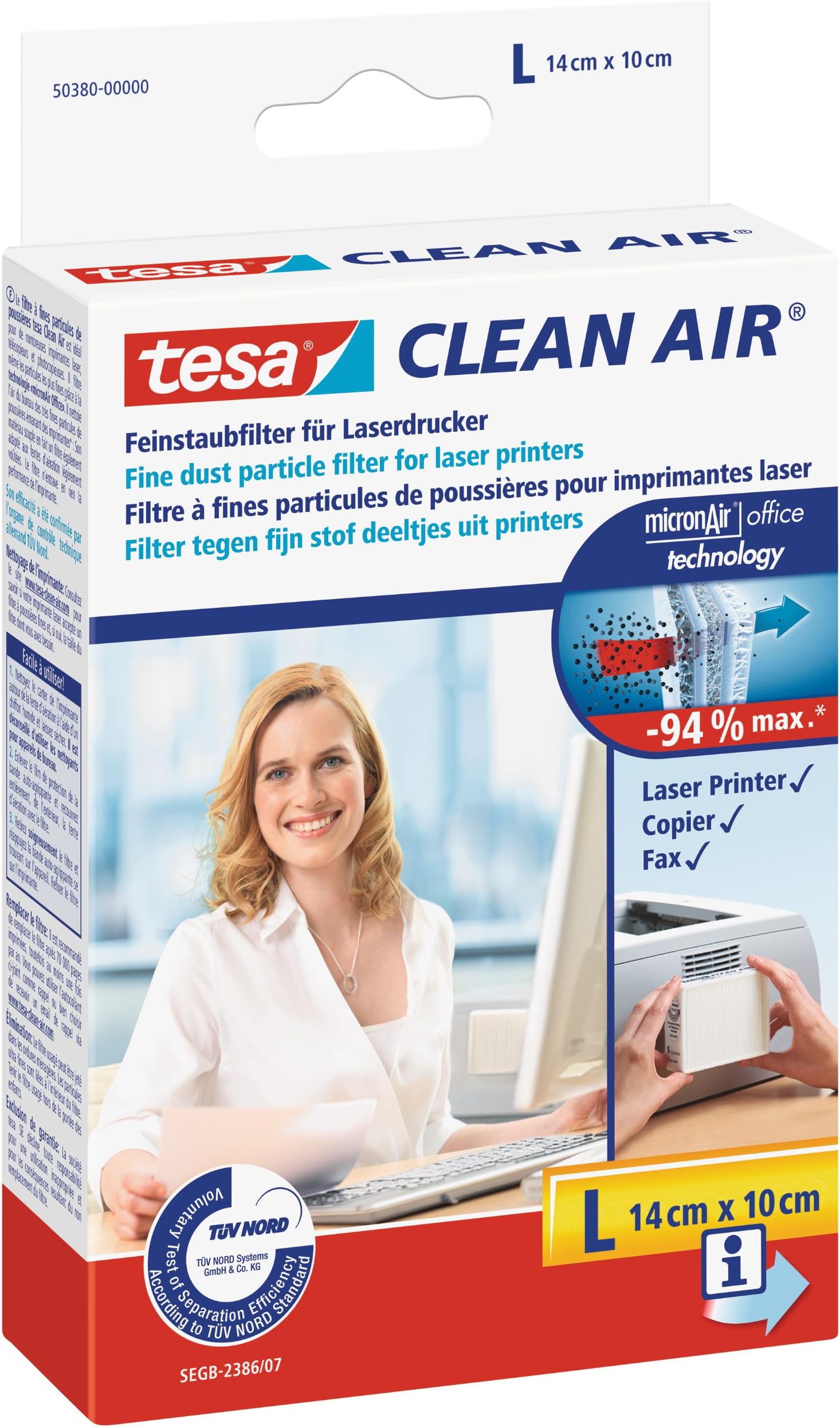 Tesa Clean Air Fine dust Filter Size L 5038000 for Laderprinters 14x10cm
