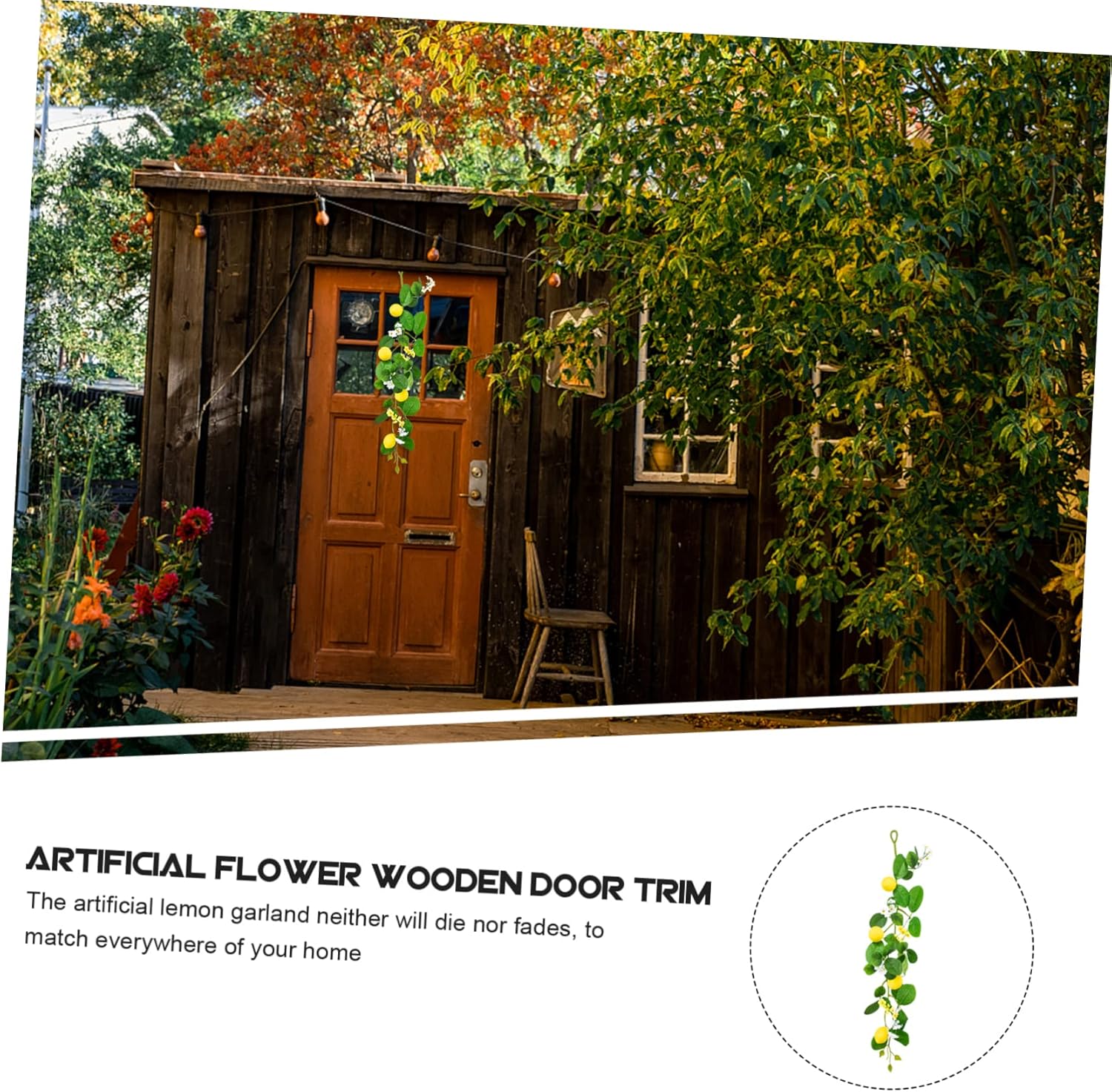 Cabilock 5pcs Artificial Lemon Garland Fake Lemon Rattan Hanging Home Decor Ornament Fall Outdoor Decor No Maintenance