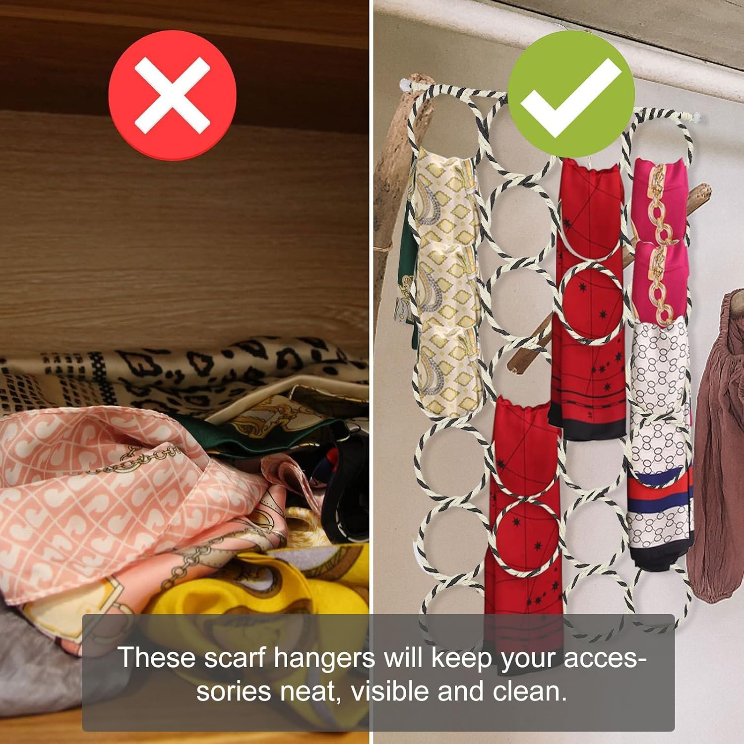 Iron Scarf Holder Ring with 28 Circles, Multi-Functional Wardrobe Organizer for Scarves, Ties, and Belts, Space-Saving Clothes Storage Rack for Closet Use Random Color