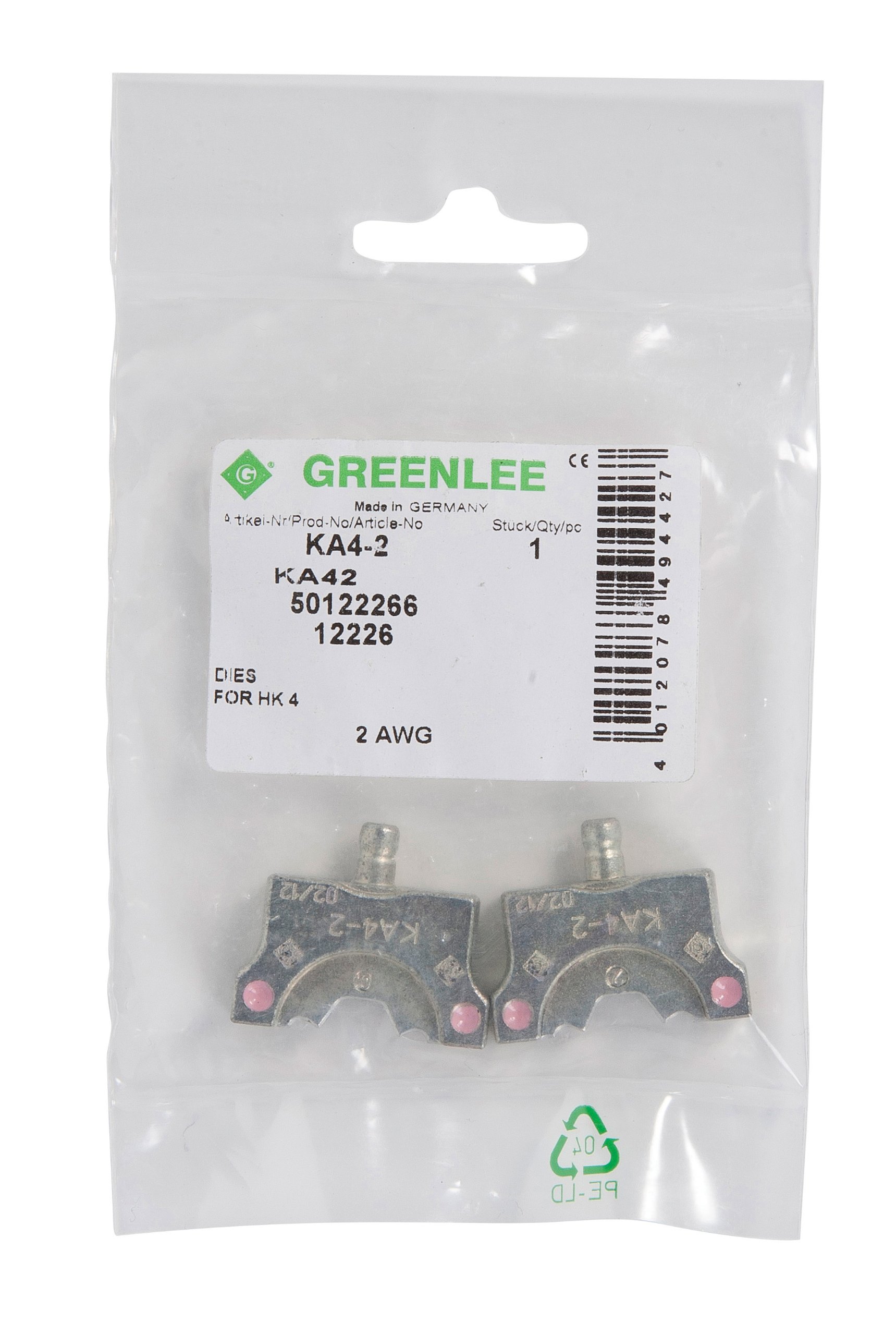 Greenlee KA4-2 DIE SET, #2 AL CRIMP (KA4-2) - Crimpers - Amazon.com