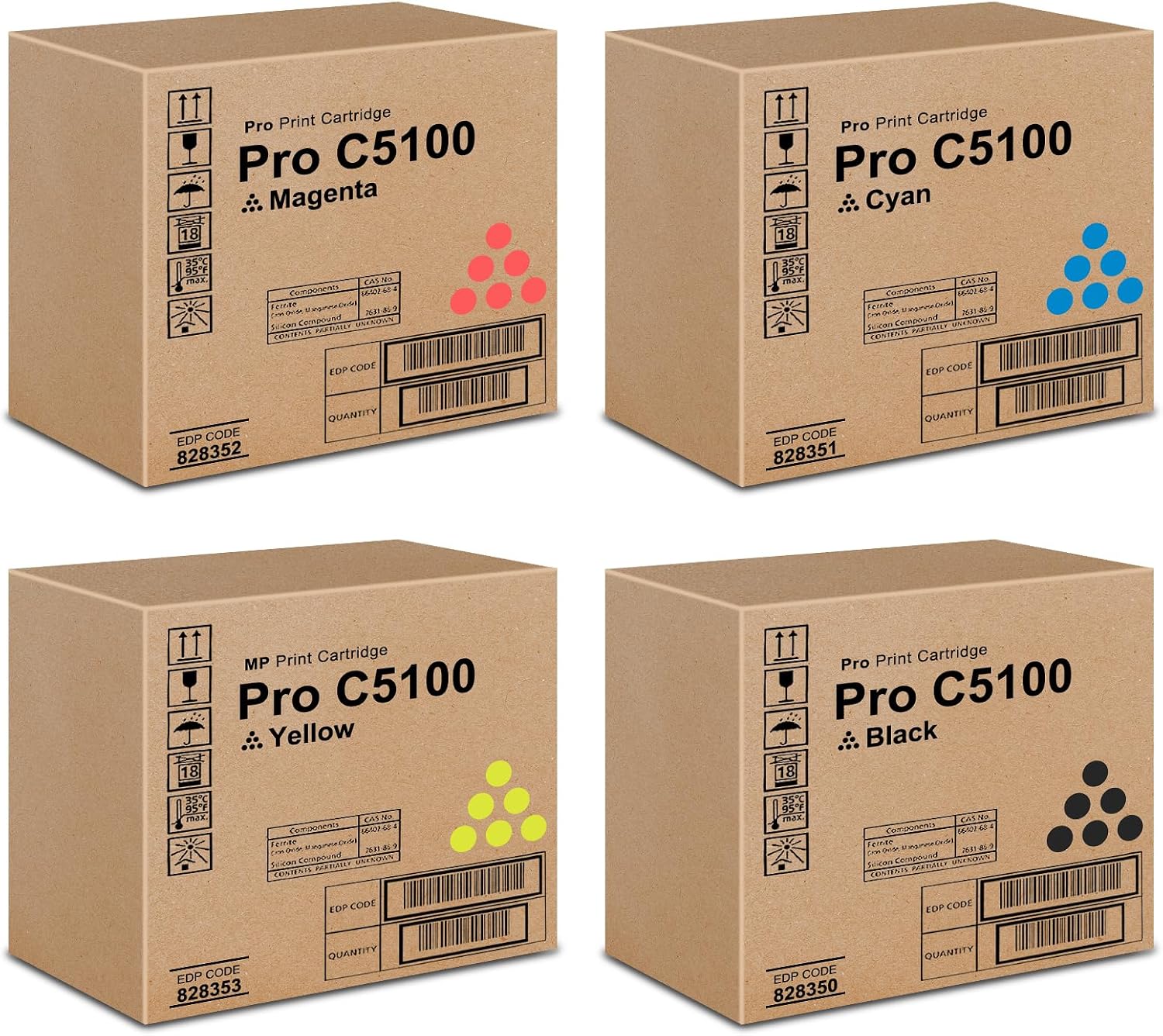 C5100 Toner Cartridge Replacement for Ricoh 828350 828351 828352 828353 use for Pro C5100S C5110S C5100 C5110 Printers Ink ( 35,000 Pages )