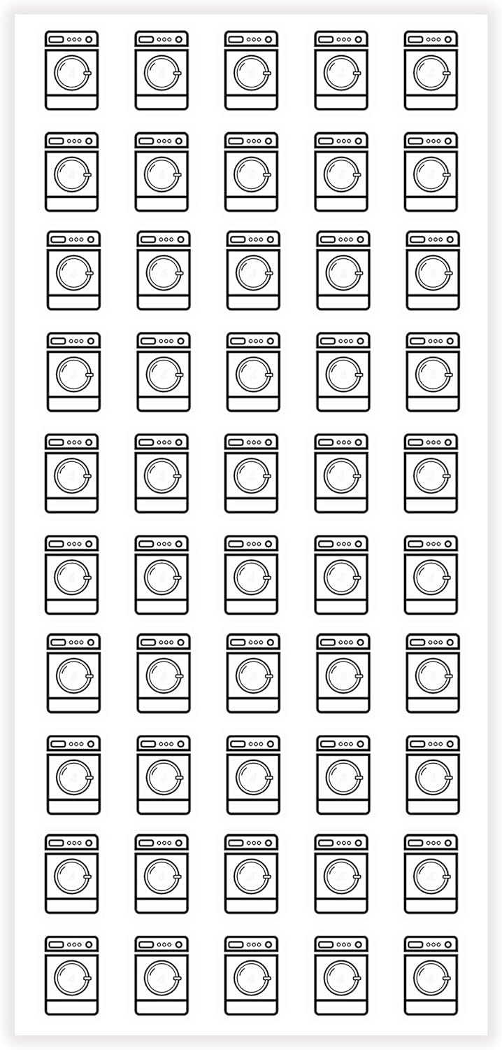 ARK Creation 50 Washing Machine Planner Stickers | Laundry Reminder Sticker | Set of 50 | 0.4 Inch (Clear Backing, Black Foil)