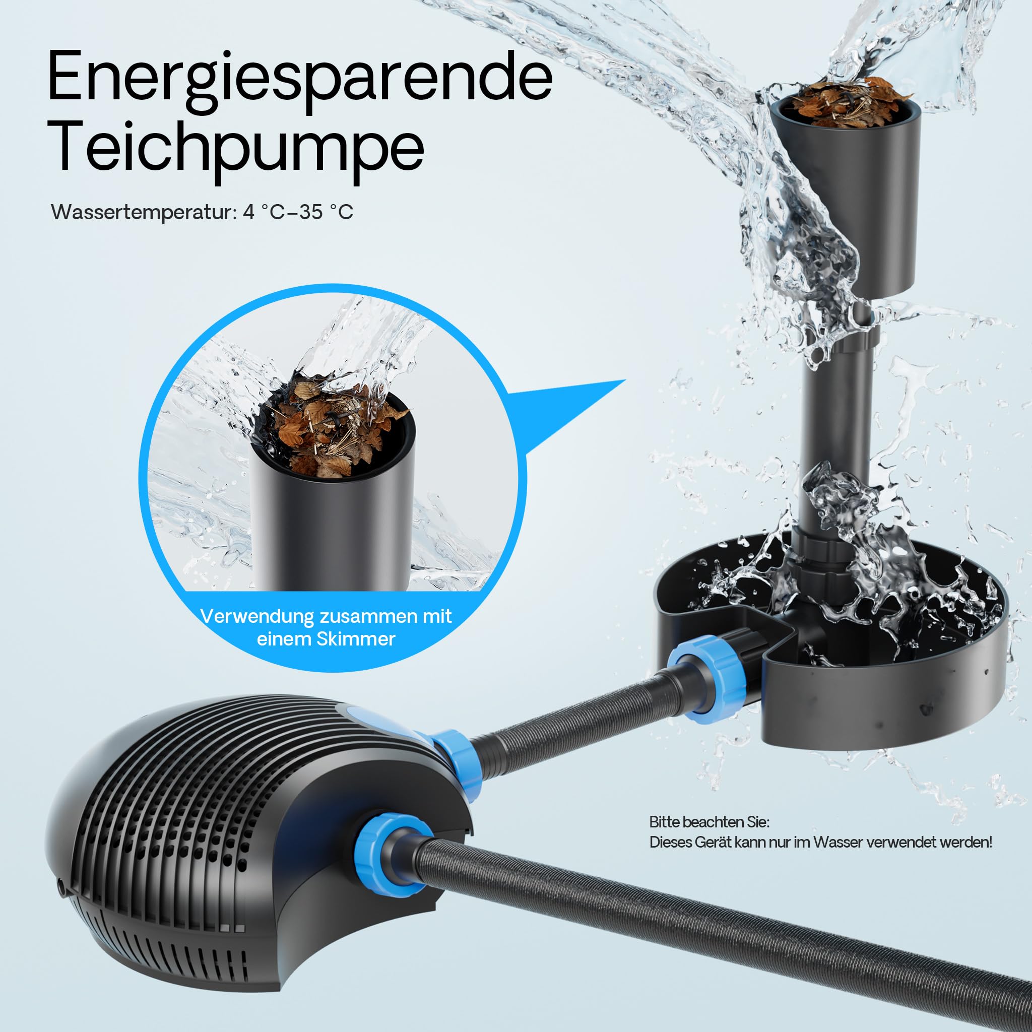 SunSun CTF-1200B SuperECO Teichpumpe 12.000 l/h / 100 W, energiesparende Filterpumpe, Bachlaufpumpe für Koiteiche, Umwälzpumpe, Gartenteichpumpe