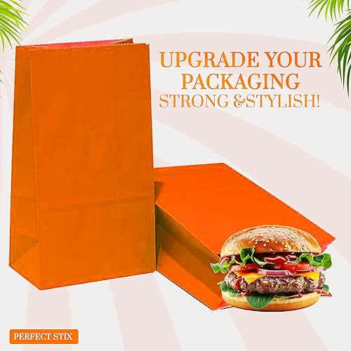 Miniatura 4 de Bolsas de papel naranja, paquete de 50 unidades de 4 libras