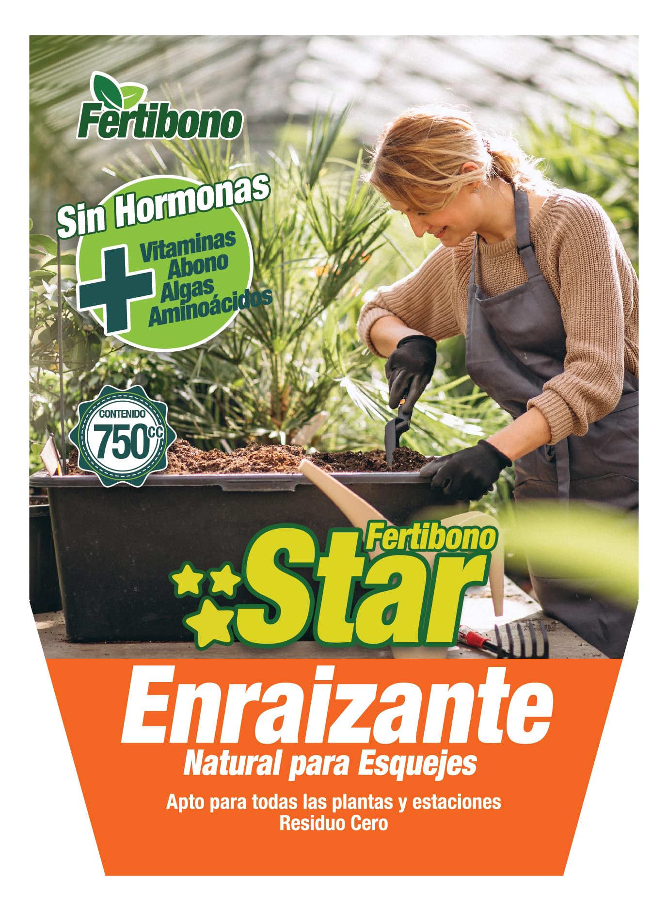 FERTIBONO STAR: Enraizante Orgánico para Plantas y Esquejes, (750ml), Crecimiento Rápido y Fuerte, Enriquecido con Abono, Vitaminas y Algas, Sin Hormonas – Residuo Cero.