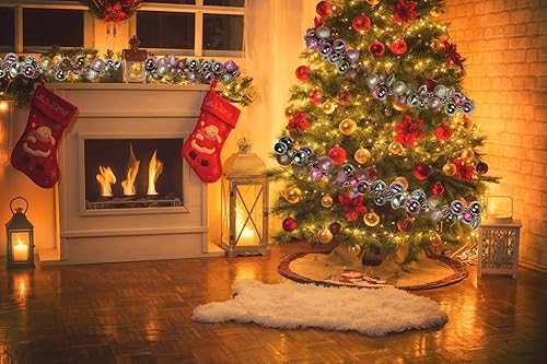 Miniatura 3 de Guirnalda de bolas de Navidad de 6 pies, inastillable, esferas colgantes de Navidad, decoraciones para el hogar, interiores, exteriores, repisas,