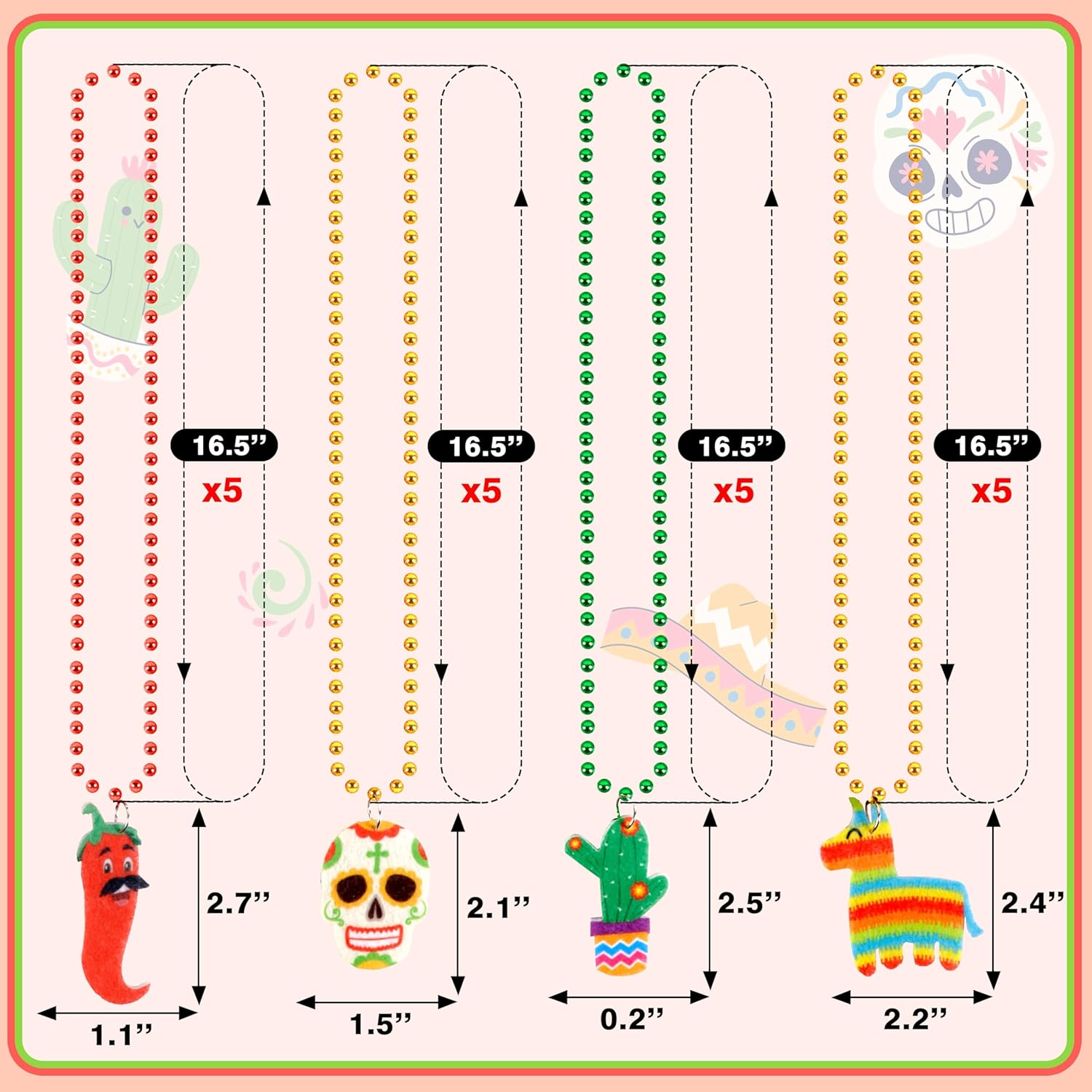 Geefuun 20 PCS Fiesta Party Favors Cinco de Mayo Beads - Mexican Bachelorette Birthday Party Decorations Supplies - Image 4