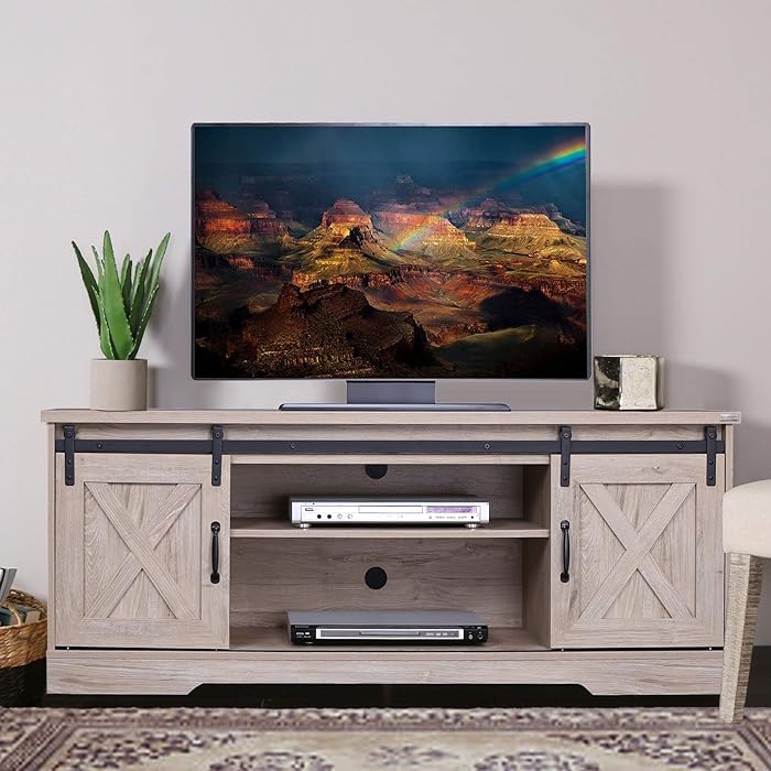 Buy walnest Modern Farmhouse Furniture Wooden TV Stand with 2