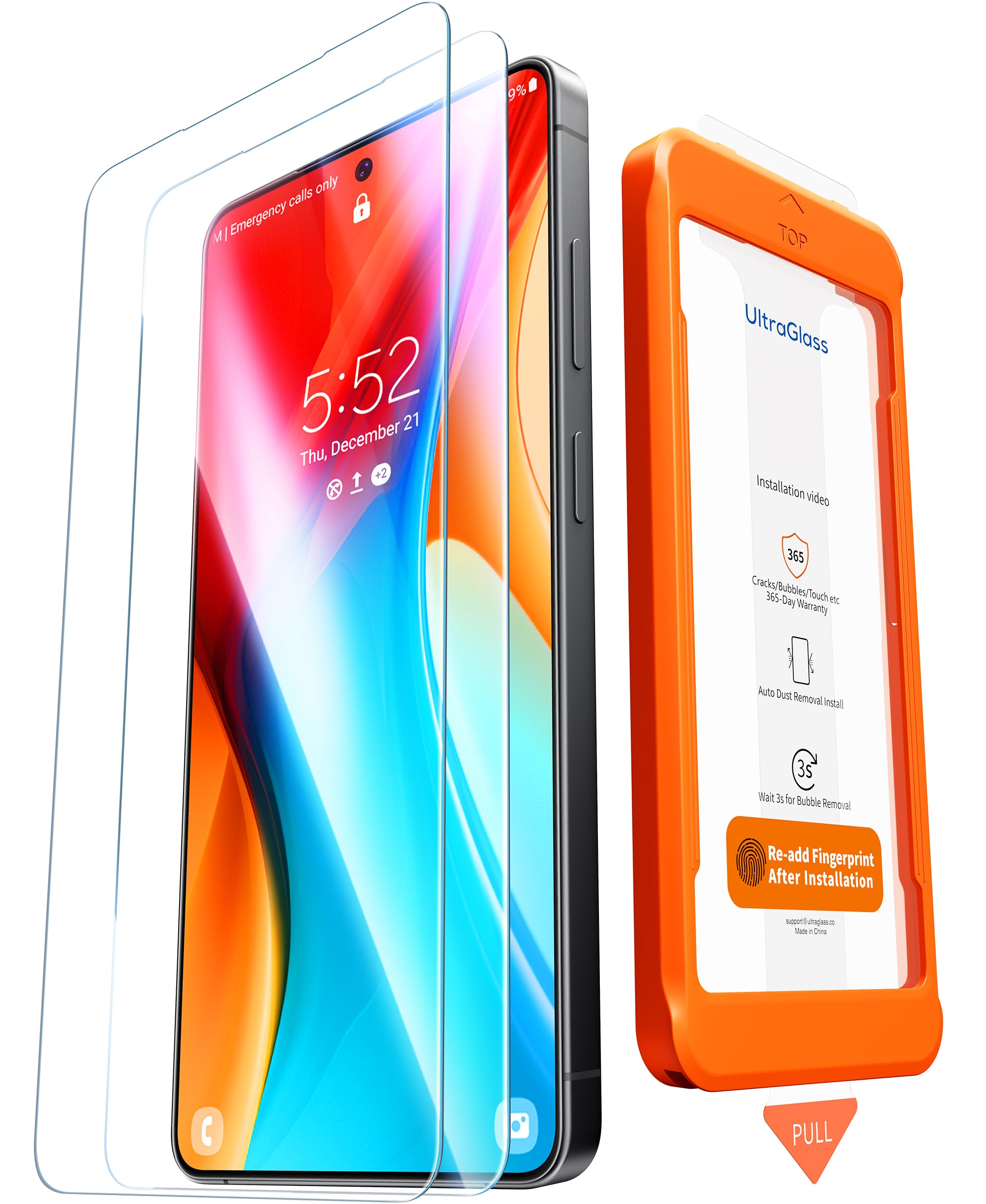 UltraGlass Unbreak 9H+ Glass for Samsung Galaxy S25 Ultra Screen Protector [Military Grade Shatterproof & Longest Durable] Galaxy Screen Protector S25 Ultra Tempered Glass Full Coverage, 2 Pack