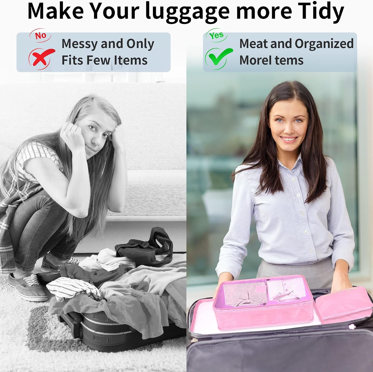Organizer Valigie Packing Cube, Coolzon Organizer Viaggio Sacchetti per Valigia Travel Organizer Cubi Organizzatori, Set di 6, Rosa 8 81FglmTLdOL. AC SL1500