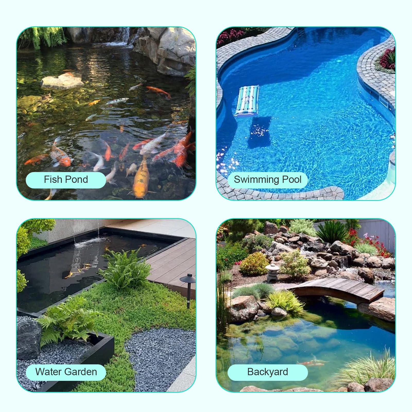 Teichwasserfall Set, 20cm Edelstahl Wasserfall Teich Überlauf für Gartenteich Komplett mit Pumpe Filter, 2500 L/H Pumpe, 3 m Schlauch für Gartenteich Wasserspiel Garten Deko Patio Terrasse Außenteich