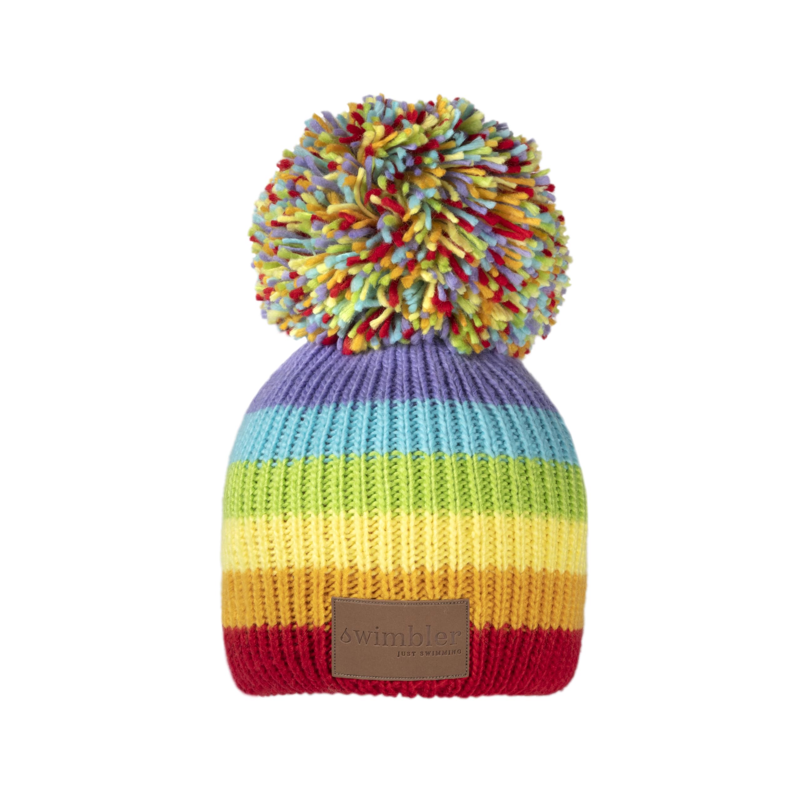 Swimbler Unisex Rainbow Waterproof Bobble Hat, Warrior, One Size, Red