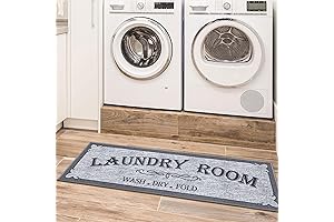 Ottomanson Laundry Collection Farmhouse Non-Slip Laundry Room Runner Rug