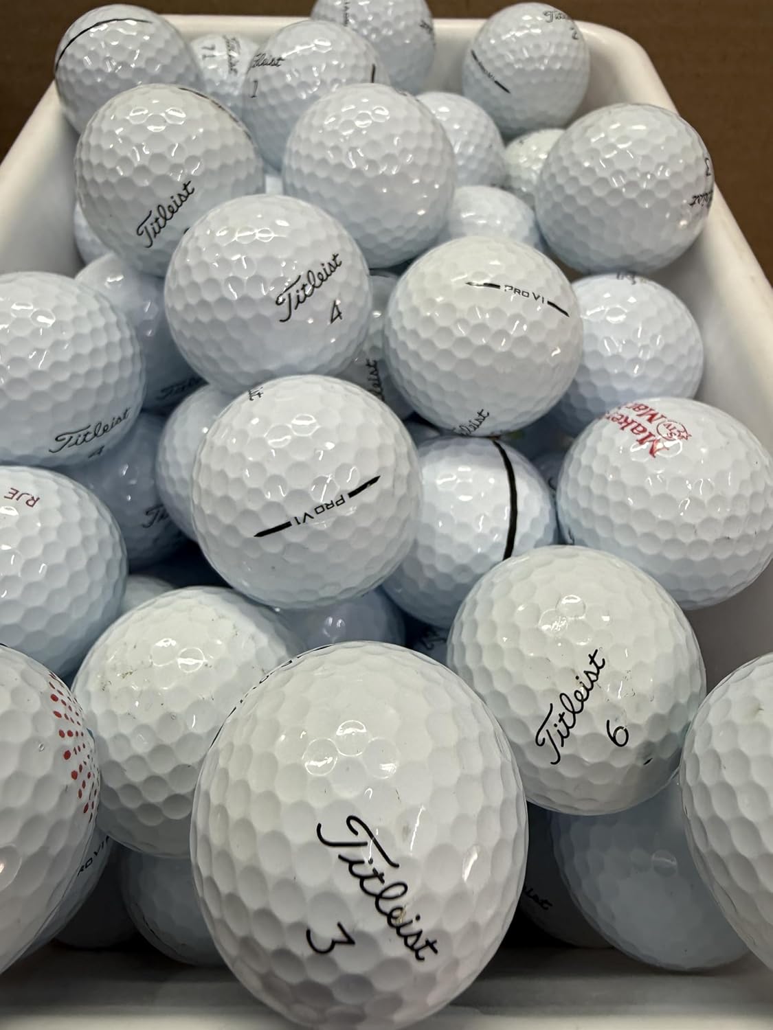 Golf Ball House…24 Pro V1 2025 Golf Balls for Titleist/White/Near Mint (AAAA) / Used-Recycled w/Mesh Bag