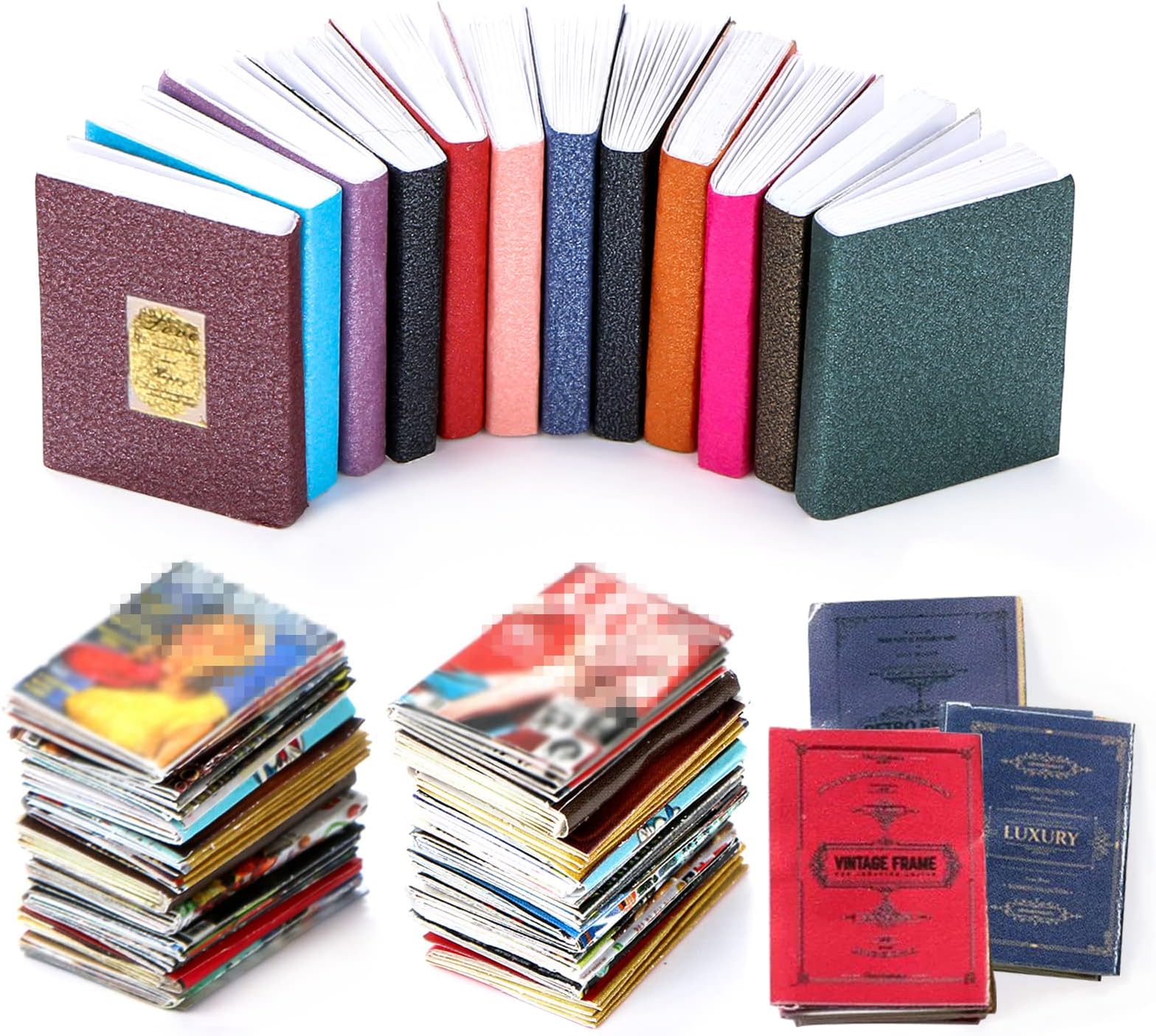 33 Pcs Miniatures Dollhouse Books 1:12 Scale Mini Books Dollhouse Decoration Accessories for Dollhouse Library Study Room Bedroom DIY Craft Gifts for Girls Boys