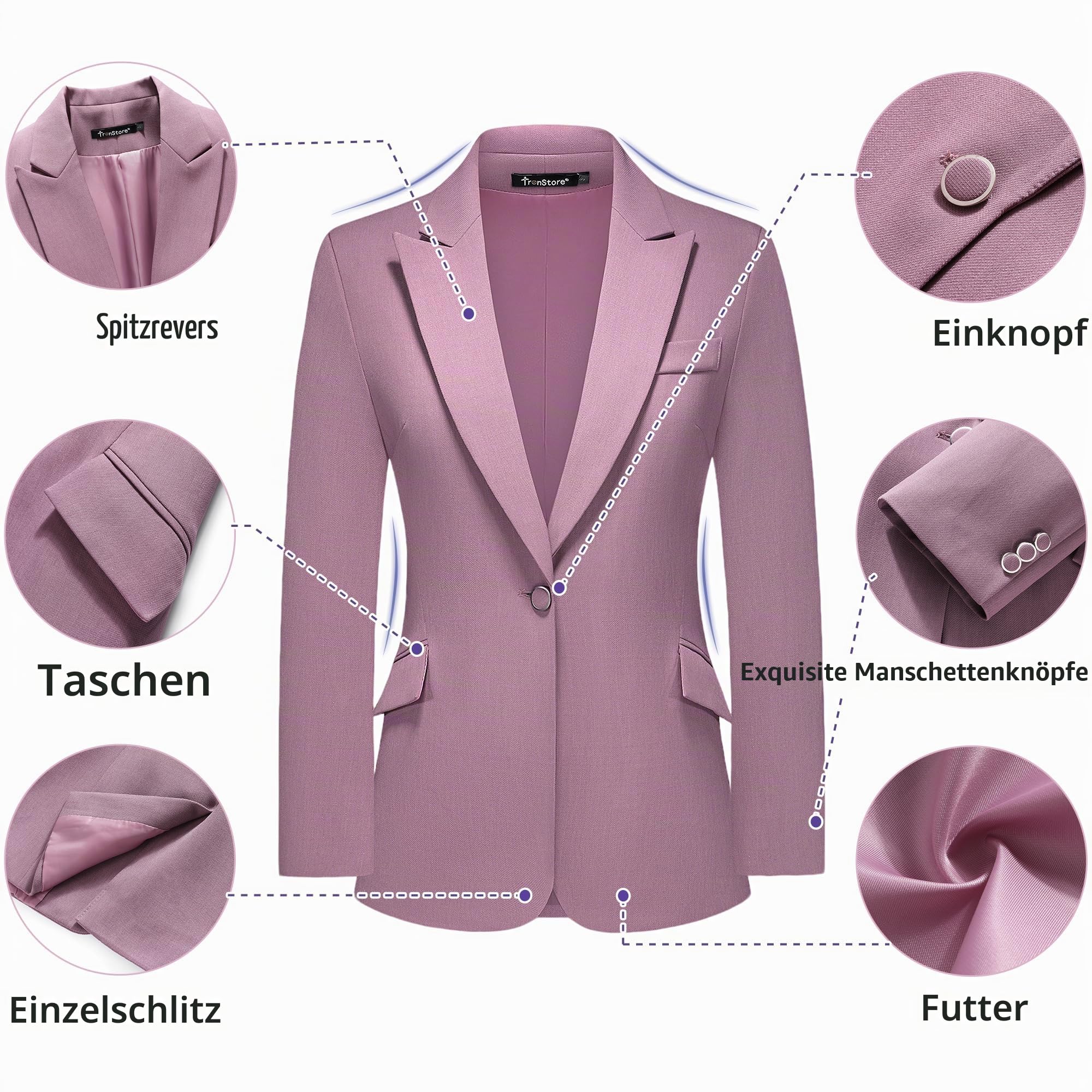 Damenanzug 2-teiliges Set Nadelstreifen Blazer Bootcut elegante Hose Business Outfits