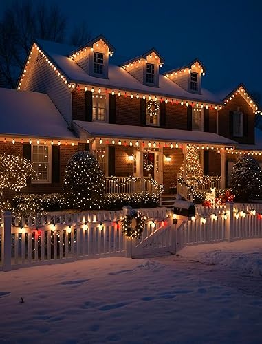 Miniatura 6 de C9 - Tira de luces de Navidad vintage de 25 pies, luces de árbol de Navidad con 26 bombillas LED rojas y blancas, tira de luces para exteriores con