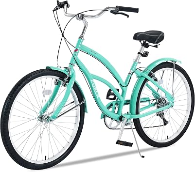 26 Inch Beach Cruiser Bike Men 7-Speed Complete Cruiser Bike for Adult Men and Women,City Commuter Bicycle with Front & Rear Fenders,High-Carbon Steel,Multiple Colors