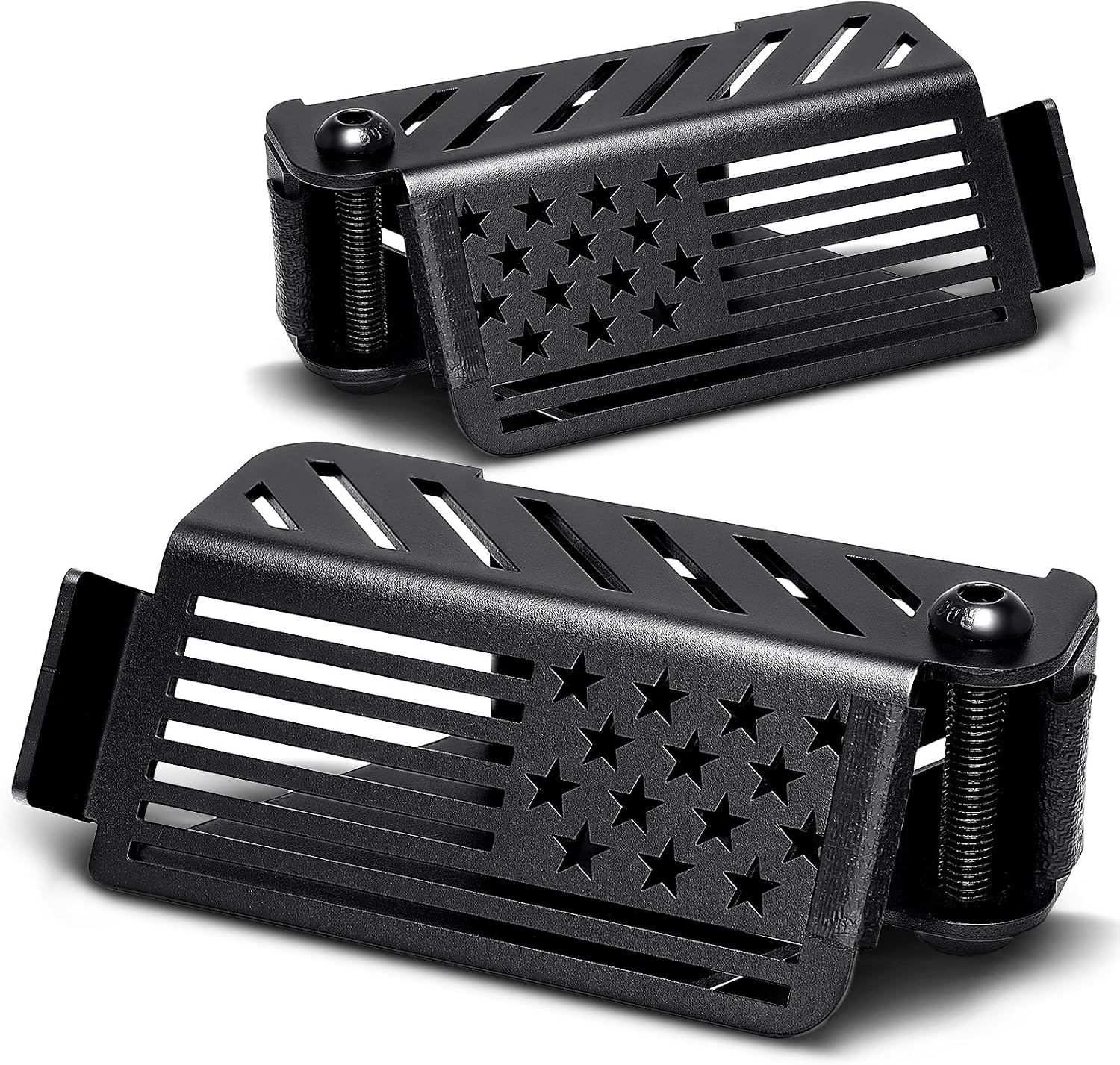 Amazicha Front Foot Pegs Doors Off, Exterior Door Hinge Foot Pegs with US Flag Foot Rest Pedals Compatible with Wrangler JK JKU JL JLU 2007-2025 Gladiator JT 2020-2025