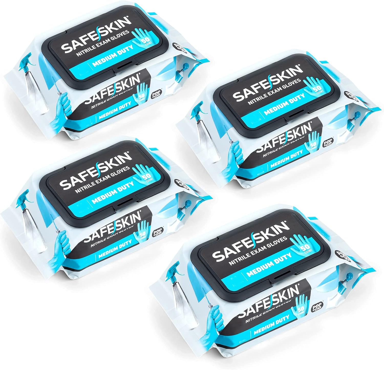 SAFESKIN* Disposable Nitrile Gloves in POP-N-GO* Pack (50 or 200 Count) Medium Duty, Powder-Free -Cleaning, Gardening, Crafts : Health & Household