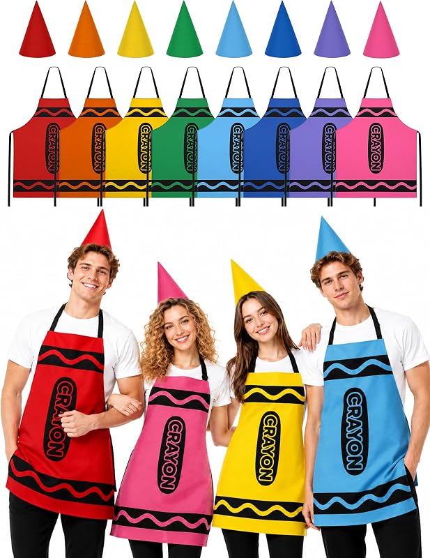 Disfraz de crayón para adultos, delantal de Color con sombreros de cono, disfraz divertido de Halloween para hombres y mujeres, fiesta de grupo familiar, 16 Uds.