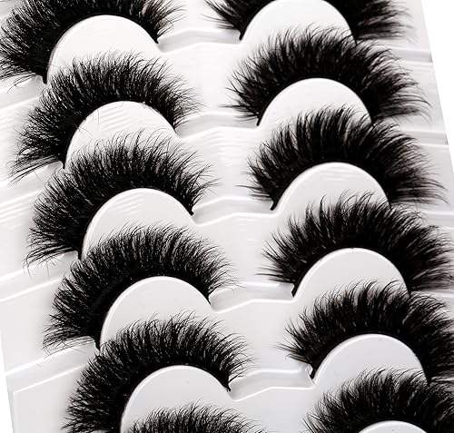 Miniatura 576 de Pooplunch Pestañas postizas de pelo de visón sintético, estilo de ojo de gato, paquete de pestañas postizas naturales esponjosas, paquete múltiple