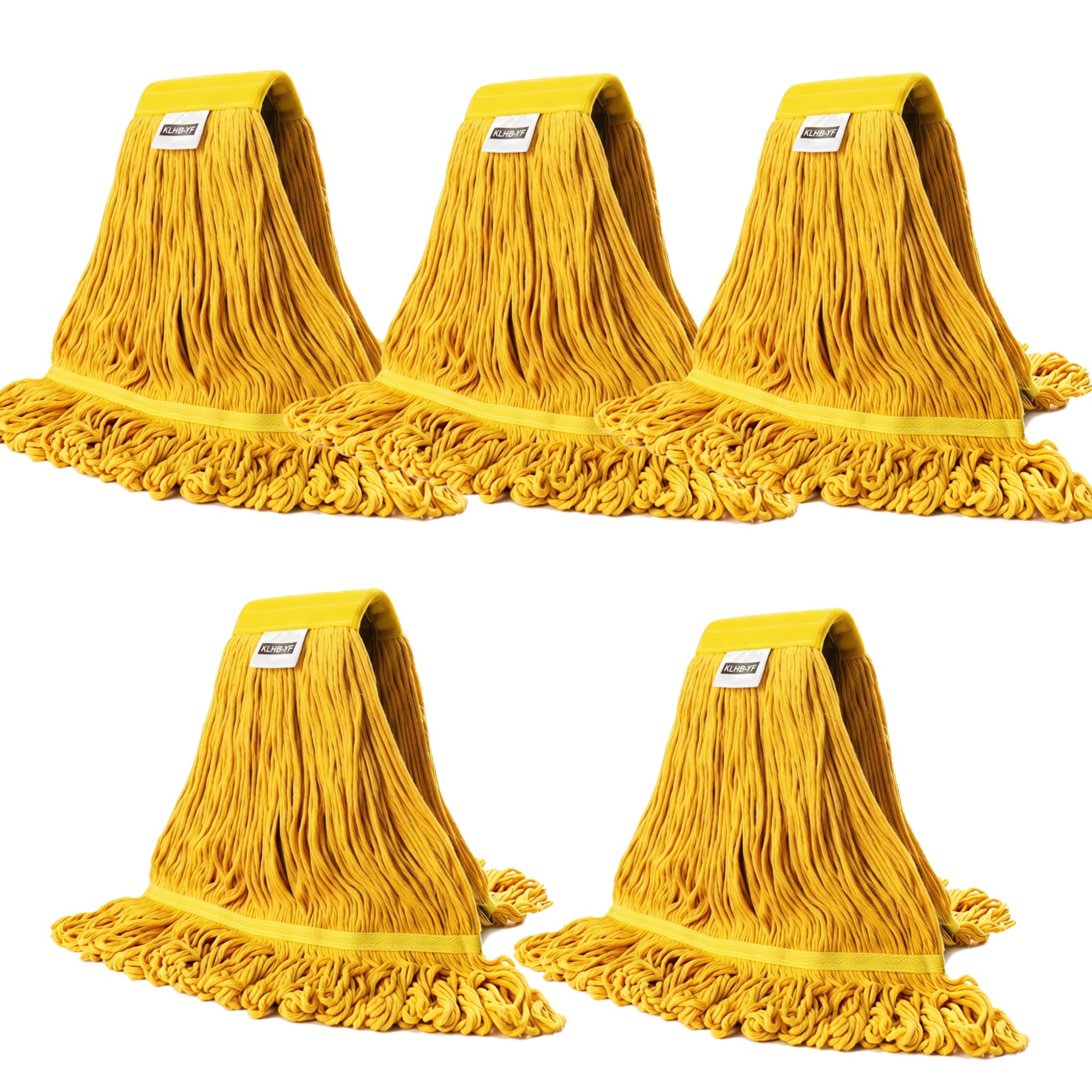 Heavy Duty Wet Industrial Cleaning Mop Head – 21 oz Yellow mop Head Replacement Cotton Washable Industrial mop Heads Heavy Duty for Commercial &amp; Home Cleaning（Yellow）