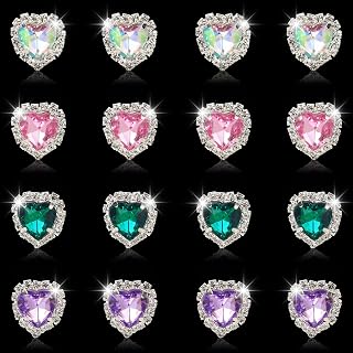16Pcs 3D Heart Nail Charms, Big Rhinestones for Acrylic Nails Craft DIY Manicure Art Jewelry Supplies Decoration