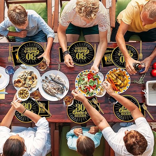 Miniatura 7 de Juego de 96 platos y servilletas para cumpleaños de 30 años, suministros de fiesta, saludos a los 30 años, decoraciones de cumpleaños para hombres y