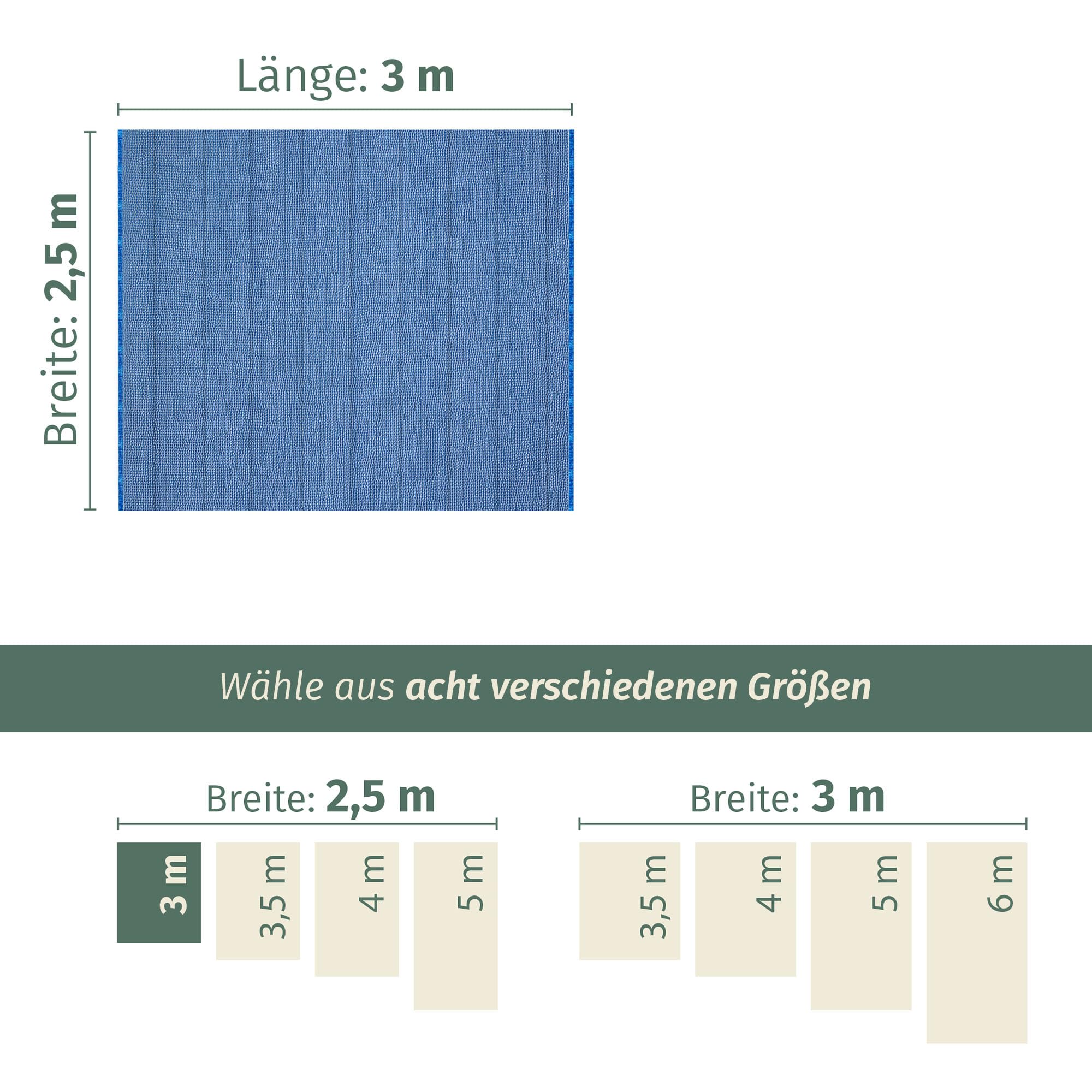 Tapis d'auvent bleu clair 250 x 300 cm PP 300 g/m² résistant aux intempéries UV lavable