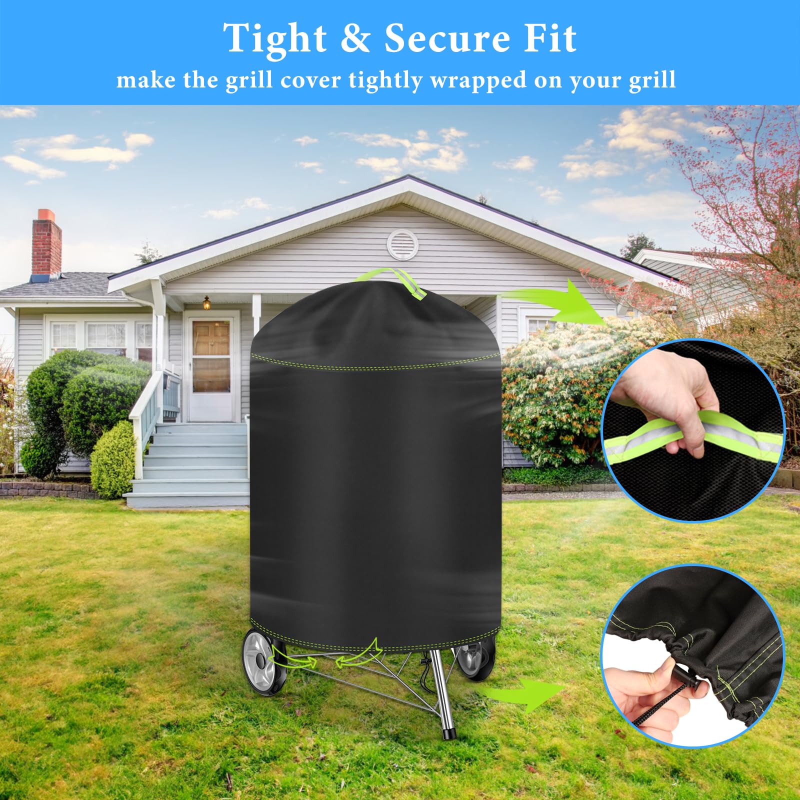 Housse De Protection Pour Barbecue Sphérique Weber 57 Cm - Tissu Oxford 420D Imperméable, Indéchirable - Dimensions 77 X 90 Cm