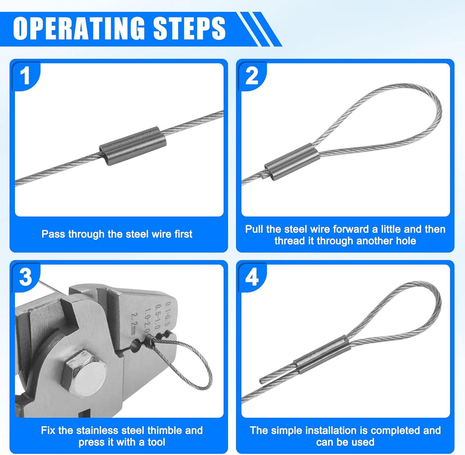 Fishing Crimping Tool Kit Wire Crimping Tool Stainless Steel Fishing Crimping Pliers with 300pcs Aluminum Crimp Sleeves Kit Effort-Saving Wire Crimper Tool, 4 Size Crimp Sleeves Fishing Tackle Pliers