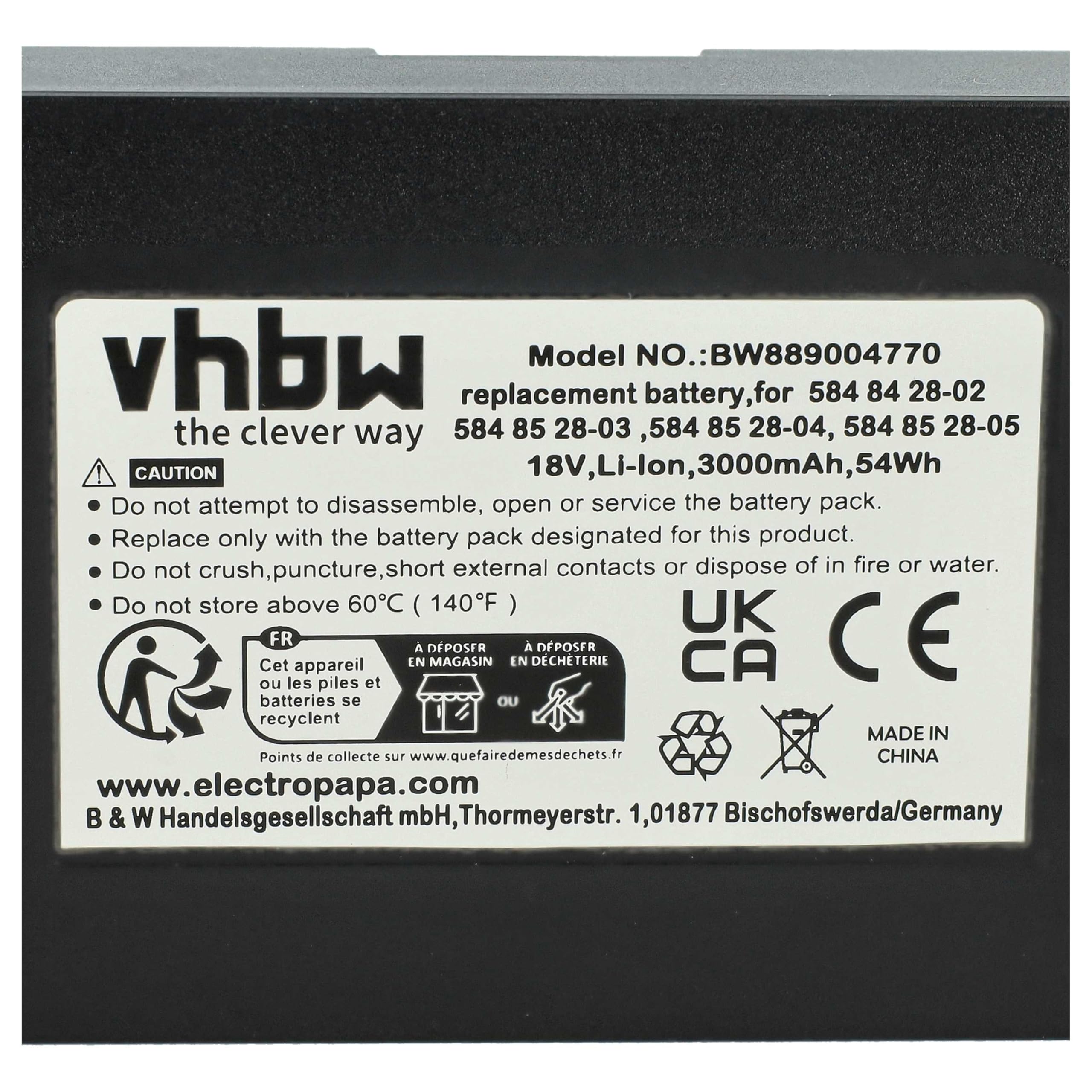 vhbw Akumulator kompatybilny z kosiarką Gardena SILENO (2020) (3 Ah, 18 V, litowo-jonowy)