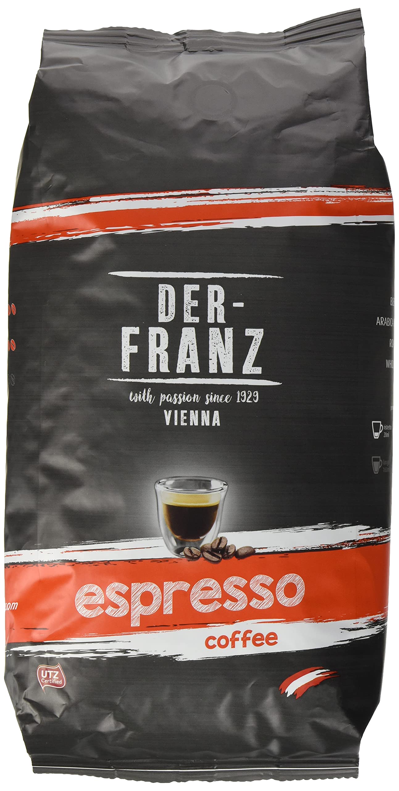 Der-Franz Espresso Kaffee, ganze Bohne, 4 x 1000 g