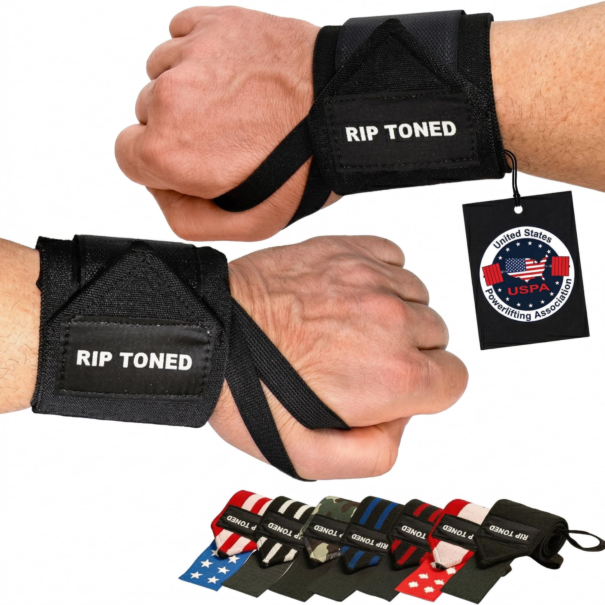 Rip Toned Bandages De Poignet 45,7 Cm - Supports Poignets Haltérophilie Homme Femme, Approuvés USPA, Avec Boucles Pouce - Ebook Bonus