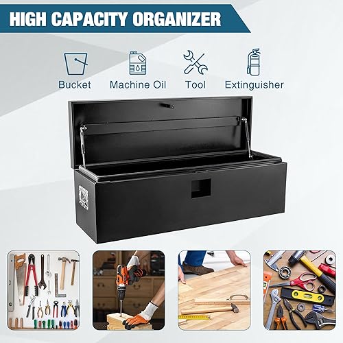 Miniatura 6 de Garvee Caja de Herramientas de Acero Negro para Cama de Camión, Caja de Lengüeta de Remolque, Organizador de Almacenamiento de Camión, Cofre