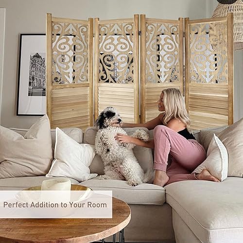 Miniatura 4 de Separadores de habitación de 4 paneles de 56 pies de pantalla de privacidad de madera y pantallas plegables de privacidad separación de habitación