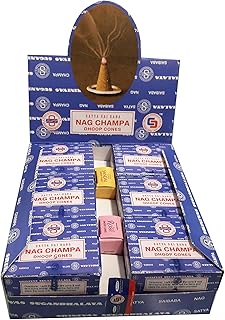 Nag Champa Satya Sai Baba Temple Incense Cones Carton, 12 Box