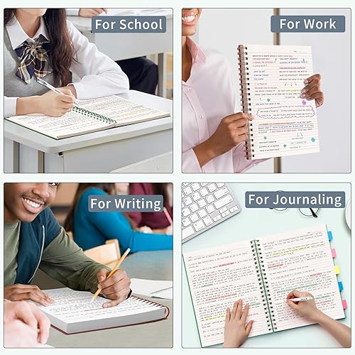 Miniatura 7 de AHGXG Cuaderno de espiral con rayas universitarias, cuaderno de espiral de 8.5 x 11 pulgadas, tamaño A4, diario rayado de 300 páginas, papel grueso